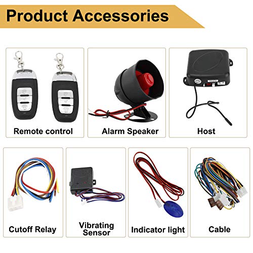 Yaegarden Car Alarm System, Auto Door Remote Central Control System, Car Alarm Security System, Car Remote Control System, One Way with Remote Start and Smart Push Start Button