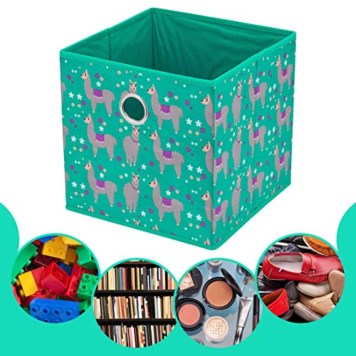 i BKGOO Foldable Storage Cube Drawer Bins Set of 4 Collapsible Fabric Storage Boxes with Round