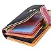 Ladies Luxury Soft Black (Multi Colored Inside) Hand Double-Stitched Real Nappa Leather RFID blocking Small Multi Fall Purse Large Multi Credit Card Wallet with Zip Up Coin Compartment