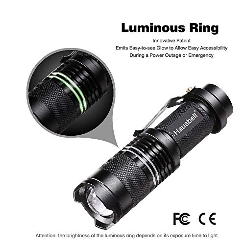 HAUSBELL Flashlights, Handheld Flashlights, 7W Mini LED Flashlights, Tactical Flashlights, Zoomable, High Lumen, Water Resistant, 3 Light Modes for Camping, Hiking, Kids, Outdoor 6 Pack