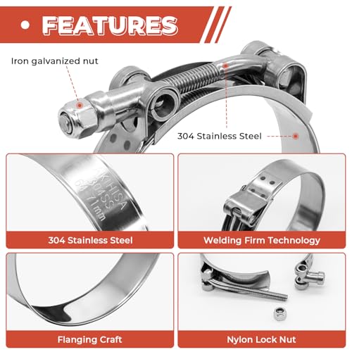 24 Pack 12 Size T-Bolt Hose Clamps, Stainless Steel_304 Working Range 28mm-116mm photo 10