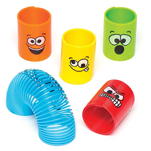 Baker Ross Funny Faces Mini Springs, Mini Plastic Coil Spring Toy for Kids Party Bag Favors (Pack of 6) - Thumbnail 2
