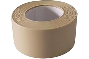 Qiveno Waterproof Caulk Tape Sealant Strip, 1.5" W x 10.5'L PVC Sealing Tapes for Kitchen Bathroom Bathtub Countertop Toilet Sink (Beige)