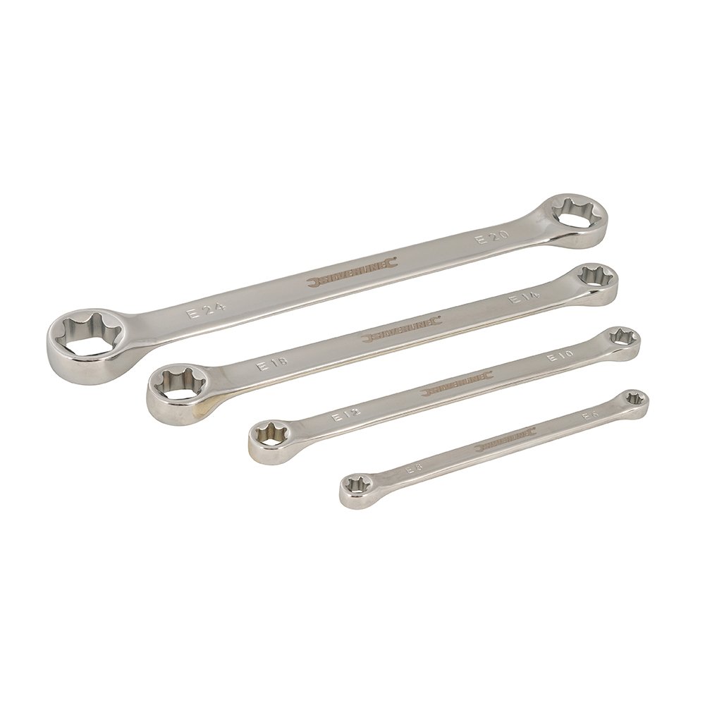 Silverline 241501 Trx Spanner Set 4pce E6 - E24, Silver