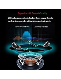 True auriculares inalámbricos, sonido estéreo 3D superior iPX7 impermeable, mini auriculares, con funda de carga (Bluetooth 5.0, micrófono integrado, total 20 horas de reproducción), color negro