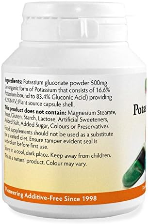 Potassium Gluconate 500mg x 90 Capsules (100% Additive Free Supplements), 90 count (Pack of 1) - Image 3