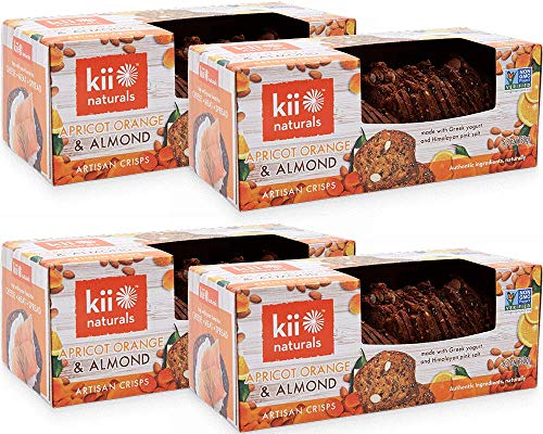 Kii Naturals Artisan Crisps - Apricot Orange & Almond • 5.3oz (4 Pack) • {Professionally Packed/Packaged for Shipping} • [Chips|Crackers|Spread|Flatbread|Snack|Cheese|Dips|Tea|Wine|Toast|Bread] - Thumbnail 6