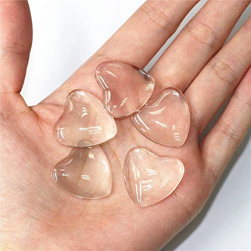 ZHU YU Chun 50 Pcs Heart Transparent Glass Cabochons, Heart Shape Clear Glass Cabochon for Photo Pendant Craft Jewelry Making (25mm/1 inch) - Thumbnail 3