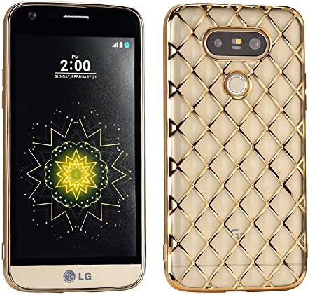 LG G5 Case, Poristal [Electroplating Series] Textured Grip Cover for LG G5 (2016) - Gold Transparent
