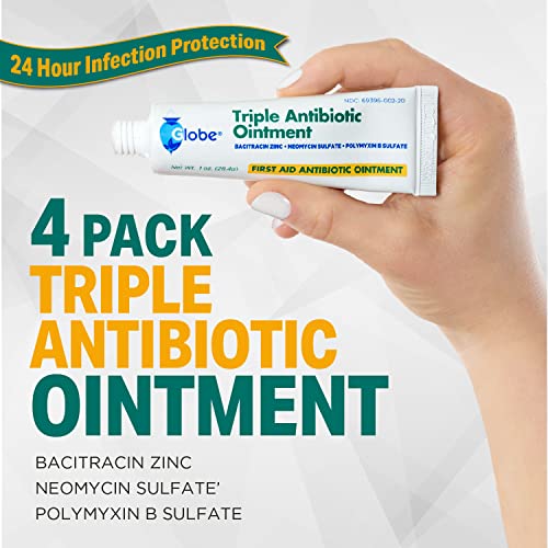 Globe (4 Pack) Triple Antibiotic First Aid Ointment, 1 Oz, 24Hour