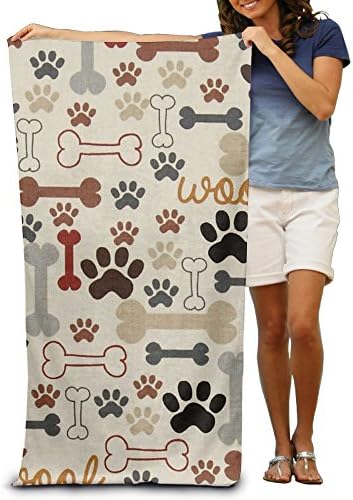 Uikea Dog's Paw Print Microfiber Bath Towel / Beach Towel For Adults