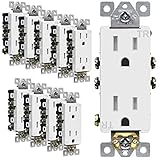 ENERLITES Decorator Receptacle Outlet, Tamper-Resistant, Residential Grade, 3-Wire, Self-Grounding, 2-Pole, 15A 125V, UL Listed, 61501-TR-W-10PCS, White (10 Pack)