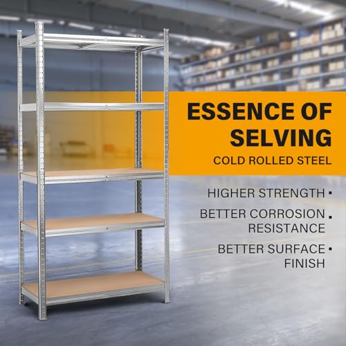 MasterSpec 2PCS 5-Tier Garage Shelving, Heavy Duty Steel Storage Rack with Boltless Assembly & Adjustable Height, 60"x28"x12" Storage Shelves for Garage, Warehouse, Basement
