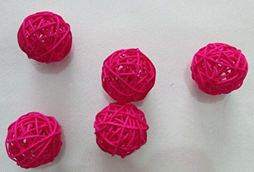 10pcs Multi Colors Wicker Rattan Balls, Garden, Wedding, Party Decorative Crafts, Vase Fillers, Rabbits, Parrot, Bird Toys (3CM, 1# Rose Red)