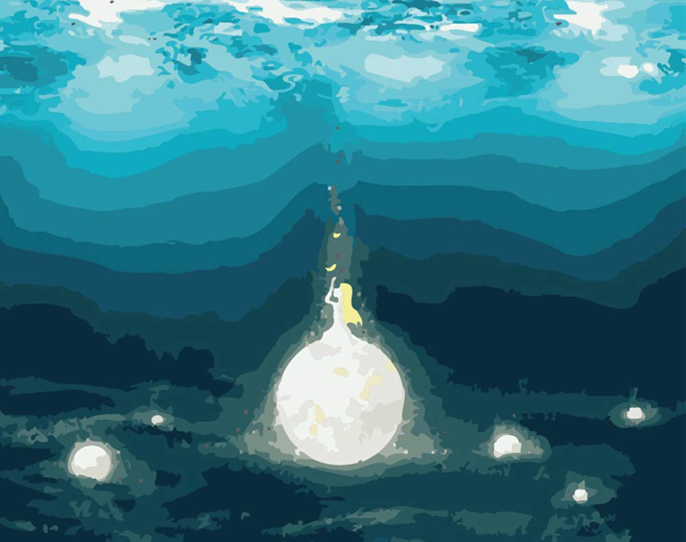 ABEUTY DIY Paint by Numbers for Adults, Underwater Girl 16x20 inches Number Painting Art Therapy (Girl, No Frame)