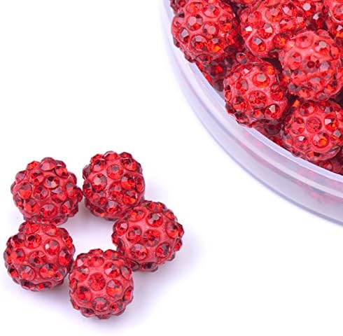 iCherry(TM) 8mm 100pcs/Lot Red Clay Pave Disco Ball for Rhinestone Crystal Shamballa Beads Charms Jewelry Makings