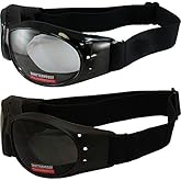 Global Vision Eliminator Black Frame Dirt Bike Padded Motorcycle Goggles Clear & Super Dark Lens