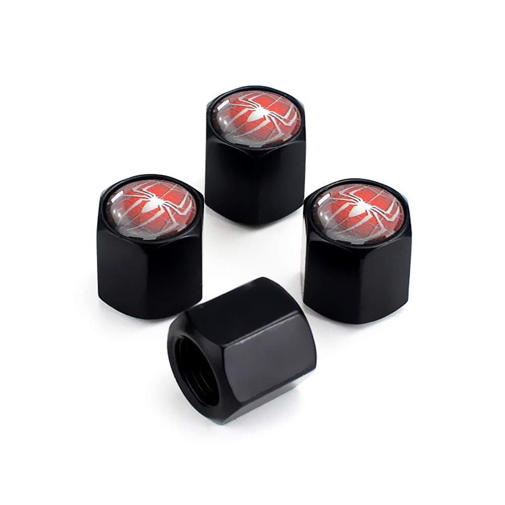 Benust Spider Logo Tire Valve Stem Caps (4-Pack) Universal Tyre Wheel Stem Covers Screw-On Dustproof Cap with Seal Ring for Car SUV Truck Motorbike Bicycle