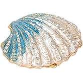 QIFU Hand Painted Enameled Shell Style Decorative Hinged Jewelry Trinket Box Unique Gift for Home Decor