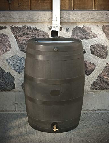 RTS Home Accents 50-Gallon Rain Water Collection Barrel with Brass Spigot, Brown (Certified Refurbished)