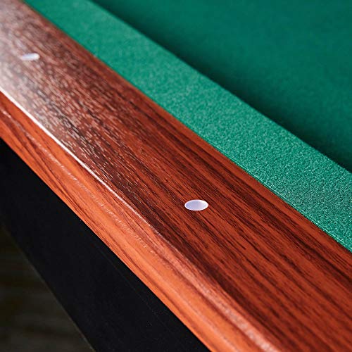 Lancaster 90 Inch Full Size Green Pool Table w/ Leather Pockets, Cues, and Chalk - Thumbnail 2