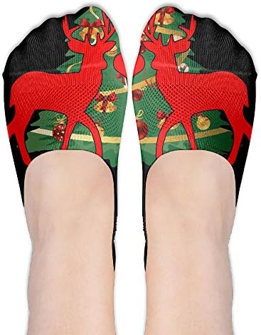 Reindeer Elk Moose Socks Boat Low Cut Thin No Show Deodorant Sock Non Slip For Women