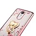 CaseHaven LG LV3, LG Aristo Case, Glitter Crystal Heart Floral Series - Slim Luxury Bling Rhinestone Clear TPU Case with Ring Stand for LG LV3/ LG Aristo MS210 - Rose Gold