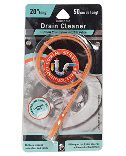Jacent Reusable Flexible Drain Cleaner Snake, 20 Inches Long - 1 Pack