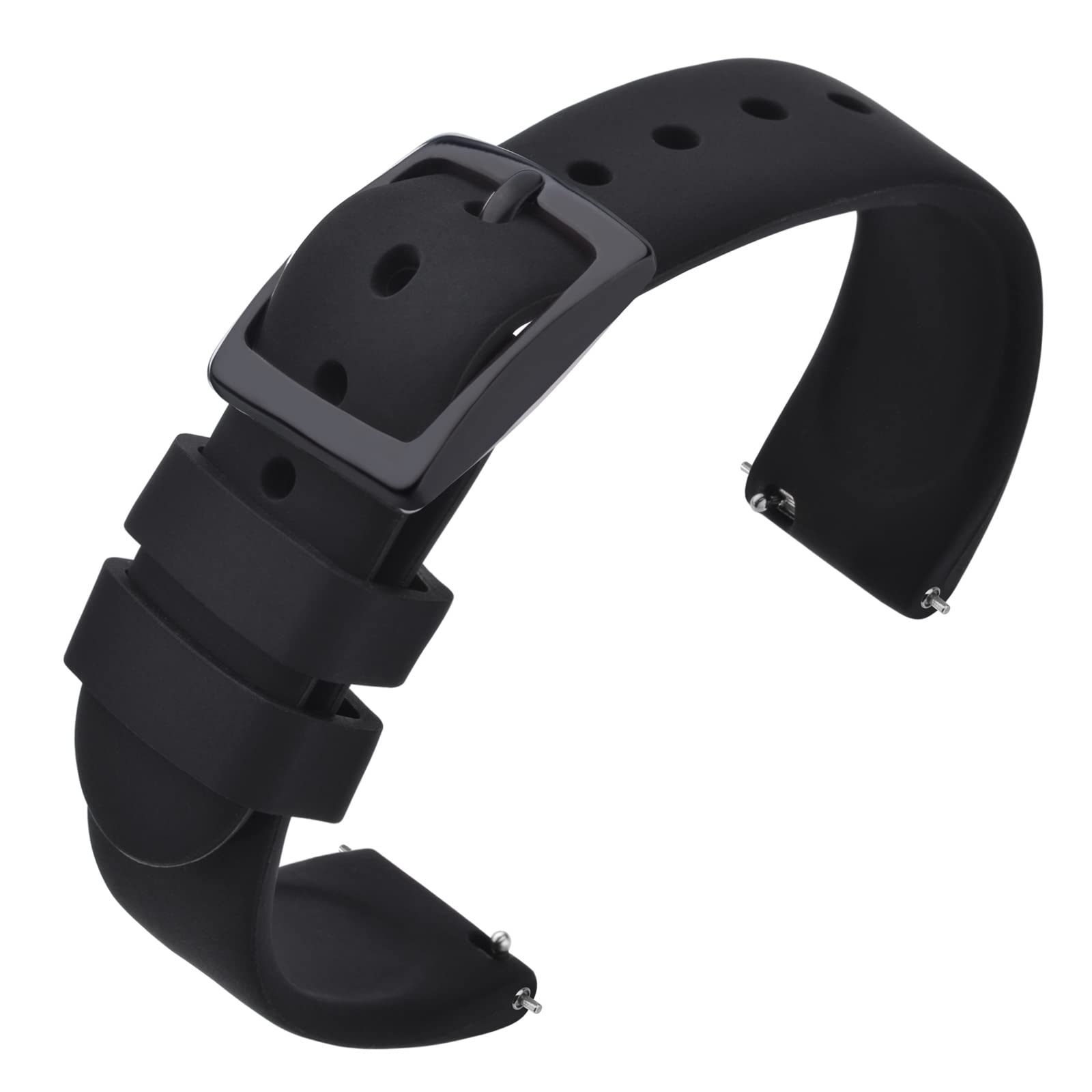 ANNEFIT Silicone Watch Straps, Quick Release Rubber Sport Band 22mm with Classic Black Clasp (Black)