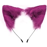 QinRuan Cat Fox Faux Fur Ears Headband Cute Halloween Fancy Dress Cosplay Handmade Animal Furry Ears Hair Hoop