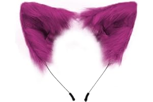 QinRuan Cat Fox Faux Fur Ears Headband Cute Halloween Fancy Dress Cosplay Handmade Animal Furry Ears Hair Hoop