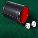 Hestya Bundle of 2 PU Leather Dice Cup Set with 10 Dot Dices for Playing Games (Black)