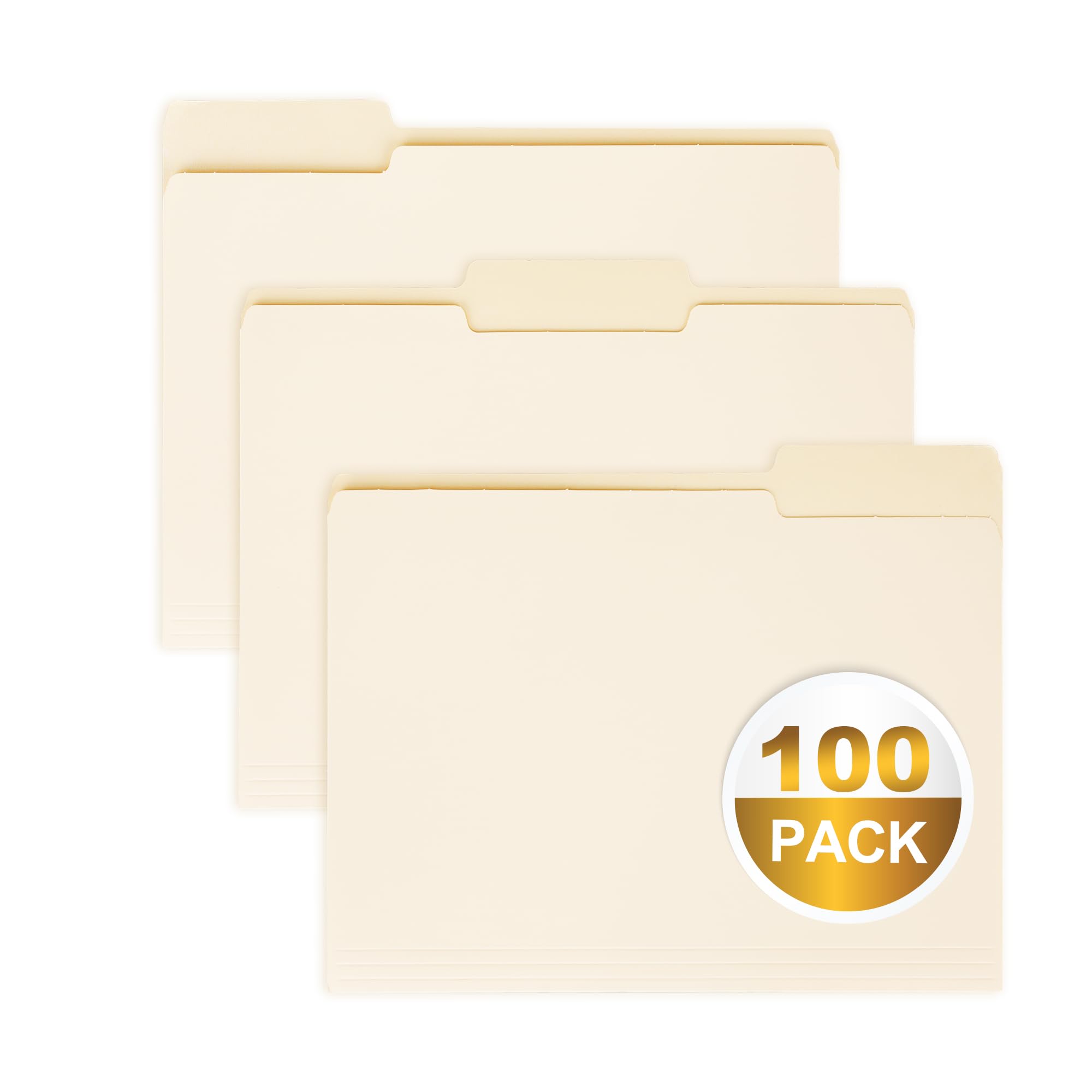 Photo 1 of 100 Packs Manila File Folder,Manilla Folder 8.5x11,1/3 Cut Tabs Folder for Office,School and Home,Organizer File Folder Letter Size