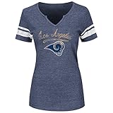 Los Angeles Rams Womens Game Tradition Navy Split Neck T-shirt