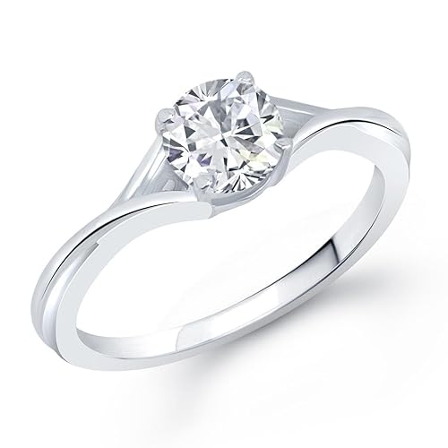 VK Jewels Crowned Solitaire Rhodium Plated Ring- FR1231R [VKFR1231R]