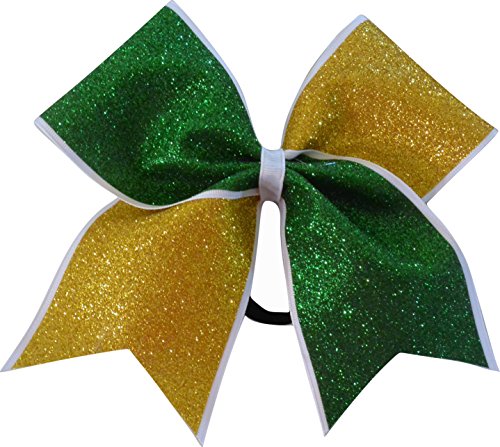Sparkle Bows Cheer Green and Gold Glitter Cheer Bow