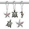 Molika Shower Curtain Hooks Rings - Rustproof Metal Curtain Hangers,Starfish Seahorse Turtle Decorative Bath Room Animal… 51Loqr74j3L