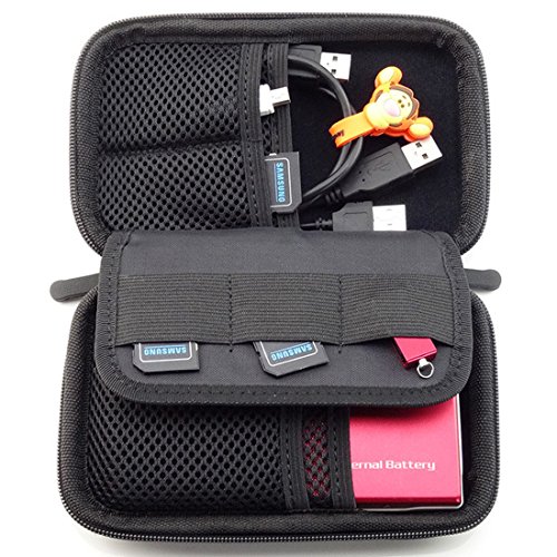 liangdongshop 2.5" Portable EVA Hard Drive Carrying Case USB Cable Memory Card Charger HDD Pouch(Black)
