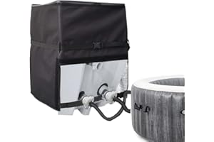 Outdoor Spa Heat Pump Cover with Zipper for Bath Tub Units All Weather Resistance Heavy Duty Oxford Fabric Material (600D bla