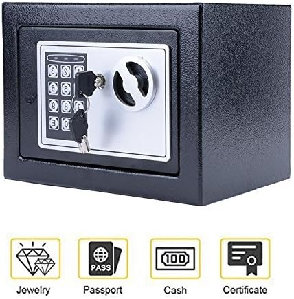 Creine Electronic Digital Safe Box, Safe Security Deposit Box Home Office Security Cabinet Lock Box for Cash, Jewelry, Valuables, Gun Storage with Deadbolt Lock (US STOCK) (Black)