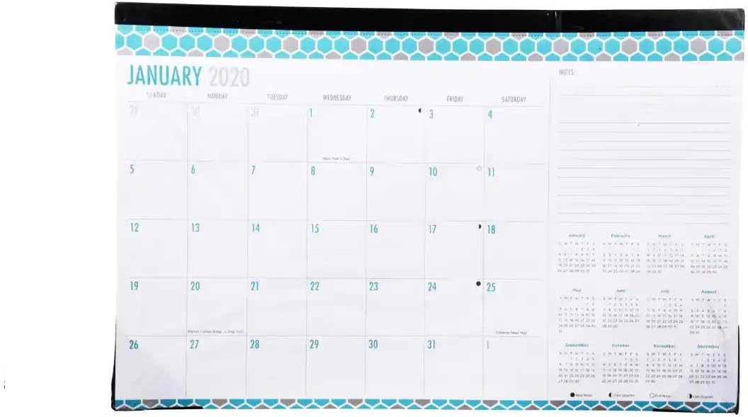 2020 Monthly Planner Desk Blotter Calendar (Hex)