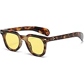 PORADAY Square Sunglasses for Women Men Trendy Thick Frame Sun Glasses Black Shades