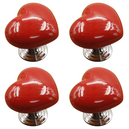 Whthteey 4 Pcs Heart Shaped Cabinet Knobs Ceramic Cabinet Drawer