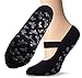 Lupo Women's Butterfly Terry No Slip Yoga Barre House Grip Socks, Medium Black