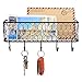 MyGift Wall Mounted Metal Entryway Mail Holder and Key Organizer Rack with 5 Hooks, Decorative Storage Basket and Hanger Hooks for Keys, Lanyard, Keychain, Light Coat