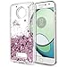 LeYi for Moto Z Play Case,Moto Z Force Case with HD Screen Protector for Girls Women, Shiny Glitter Moving Quicksand Liquid Clear TPU Protective Case for Motorola Moto Z Play/Moto Z Force Rose Gold