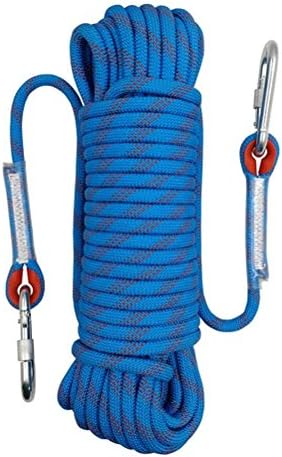 Wolike 10๏ผ20 Meters Length Professional Climbing Rope Rappelling Abseiling Rope Outdoor Excursions Accessories 12mm Diameter 12KN Escape High Resistance Rope With Two Carabiners