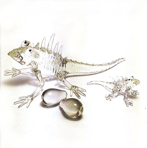 BUASHOP Set of Lizard & Egg Lampwork Handmade Art Glass Hand Blown Figure for Collectible Miniature