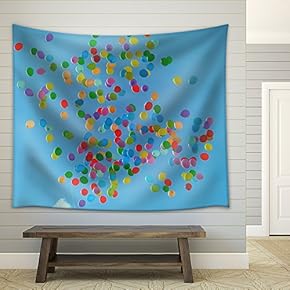 Floating Balloons in The Air - Fabric Wall Tapestry Home Decor - 51x60 inches