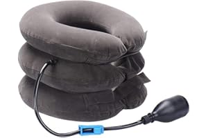 Bargain Crusader Inflatable Cervical Neck Traction Air Inflatable Pillow Neck Head Stretcher Pain Relief Collar (for Adults, Grey)